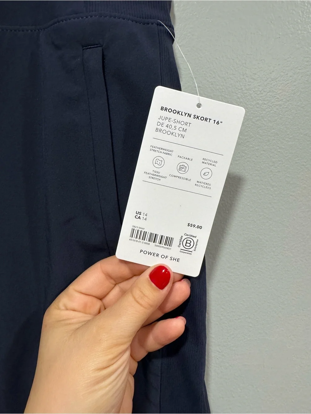 NWT Athleta Brooklyn Skort 16” in Navy Blue Size 14 - Picture 5 of 7